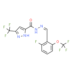 ChemSpider 2D Image | N'-{(Z)-[2-Fluoro-6-(trifluoromethoxy)phenyl]methylene}-3-(trifluoromethyl)-1H-pyrazole-5-carbohydrazide | C13H7F7N4O2