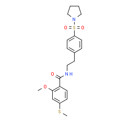 ChemSpider 2D Image | 2-Methoxy-4-(methylsulfanyl)-N-{2-[4-(1-pyrrolidinylsulfonyl)phenyl]ethyl}benzamide | C21H26N2O4S2