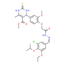 ChemSpider 2D Image | Methyl 4-(4-{2-[(2Z)-2-(3-chloro-5-ethoxy-4-isopropoxybenzylidene)hydrazino]-2-oxoethoxy}-3-methoxyphenyl)-6-methyl-2-thioxo-1,2,3,4-tetrahydro-5-pyrimidinecarboxylate | C28H33ClN4O7S
