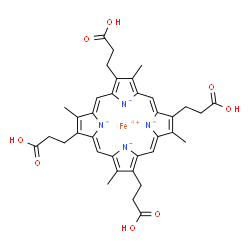 ChemSpider 2D Image | Iron(4+) 2,7,12,17-tetrakis(2-carboxyethyl)-3,8,13,18-tetramethylporphine-21,22,23,24-tetraide | C36H36FeN4O8
