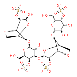 ChemSpider 2D Image | 4-O-Sulfonato-beta-D-galactopyranosyl-(1->4)-3,6-anhydro-2-O-sulfonato-alpha-D-galactopyranosyl-(1->3)-4-O-sulfonato-beta-D-galactopyranosyl-(1->4)-3,6-anhydro-2-O-sulfonato-alpha-D-galactopyranose | C24H34O31S4
