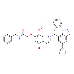 ChemSpider 2D Image | N-Benzyl-2-{5-bromo-2-ethoxy-4-[(Z)-({[3-phenyl-6-(2-thienyl)[1,2]oxazolo[5,4-b]pyridin-4-yl]carbonyl}hydrazono)methyl]phenoxy}acetamide | C35H28BrN5O5S