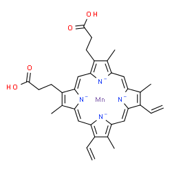 ChemSpider 2D Image | 3-[(1Z,4Z,10Z,14Z)-18-(2-carboxyethyl)-3,8,13,17-tetramethyl-7,12-divinyl-porphyrin-21,22,23,24-tetraid-2-yl]propanoic acid;manganese | C34H32MnN4O4