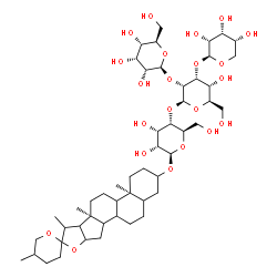 ChemSpider 2D Image | (8xi,9xi,14xi,16xi,17xi,20xi,22xi)-Spirostan-3-yl beta-D-allopyranosyl-(1->2)-[beta-D-ribopyranosyl-(1->3)]-beta-D-allopyranosyl-(1->4)-beta-D-allopyranoside | C50H82O22