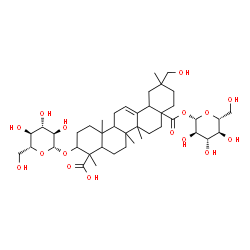 ChemSpider 2D Image | 1-O-[3-(beta-D-Glucopyranosyloxy)-23,29-dihydroxy-23,28-dioxoolean-12-en-28-yl]-beta-D-glucopyranose | C42H66O16