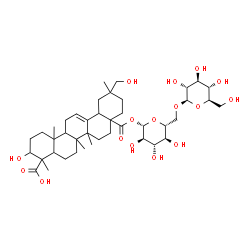 ChemSpider 2D Image | 6-O-beta-D-Glucopyranosyl-1-O-(3,23,29-trihydroxy-23,28-dioxoolean-12-en-28-yl)-beta-D-glucopyranose | C42H66O16