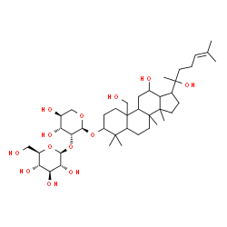 ChemSpider 2D Image | 12,19,20-Trihydroxydammar-24-en-3-yl 2-O-beta-D-glucopyranosyl-alpha-L-lyxopyranoside | C41H70O13