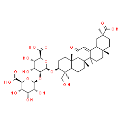 ChemSpider 2D Image | (3beta,5xi,9xi,14xi,18xi)-24,30-Dihydroxy-11,30-dioxoolean-12-en-3-yl 2-O-beta-D-allopyranuronosyl-beta-D-allopyranosiduronic acid | C42H62O17