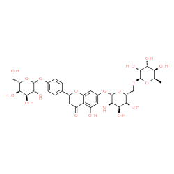 ChemSpider 2D Image | 2-[4-(beta-L-Altropyranosyloxy)phenyl]-5-hydroxy-4-oxo-3,4-dihydro-2H-chromen-7-yl 6-O-(6-deoxy-beta-D-gulopyranosyl)-beta-D-allopyranoside | C33H42O19