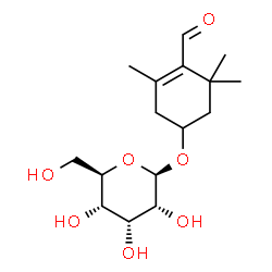 ChemSpider 2D Image | 4-Formyl-3,5,5-trimethyl-3-cyclohexen-1-yl beta-D-allopyranoside | C16H26O7