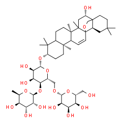 ChemSpider 2D Image | (3beta,5xi,9xi,13xi,14xi,16beta,17xi)-16-Hydroxy-13,28-epoxyolean-11-en-3-yl beta-D-allopyranosyl-(1->6)-[6-deoxy-beta-D-gulopyranosyl-(1->4)]-beta-D-allopyranoside | C48H78O17