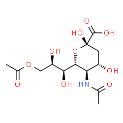 ChemSpider 2D Image | (6R)-5-Acetamido-6-[(1S,2R)-3-acetoxy-1,2-dihydroxypropyl]-3,5-dideoxy-alpha-L-threo-hex-2-ulopyranosonic acid | C13H21NO10