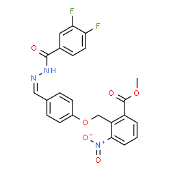 ChemSpider 2D Image | Methyl 2-[(4-{(Z)-[(3,4-difluorobenzoyl)hydrazono]methyl}phenoxy)methyl]-3-nitrobenzoate | C23H17F2N3O6