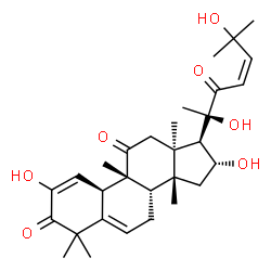 ChemSpider 2D Image | (4R,9beta,13alpha,14beta,16alpha,23Z)-2,16,20,25-Tetrahydroxy-9,10,14-trimethyl-4,9-cyclo-9,10-secocholesta-2,5,23-triene-1,11,22-trione | C30H42O7
