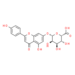 ChemSpider 2D Image | 5-Hydroxy-2-(4-hydroxyphenyl)-4-oxo-4H-chromen-7-yl beta-D-gulopyranosiduronic acid | C21H18O11