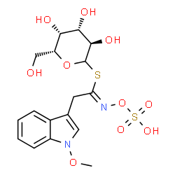 ChemSpider 2D Image | 1-S-[(1Z)-2-(1-Methoxy-1H-indol-3-yl)-N-(sulfooxy)ethanimidoyl]-1-thio-D-galactopyranose | C17H22N2O10S2