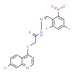 ChemSpider 2D Image | 2-[(7-Chloro-4-quinolinyl)sulfanyl]-N'-[(Z)-(2,4-difluoro-6-nitrophenyl)methylene]acetohydrazide | C18H11ClF2N4O3S