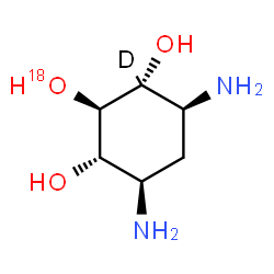 ChemSpider 2D Image | (1R,2R,3S,4R,6S)-4,6-Diamino-1,2,3-(1-~2~H)cyclohexane(2-~18~O)triol | C6H13DN2O218O