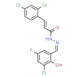 ChemSpider 2D Image | (2E)-N'-[(Z)-(3-Chloro-5-fluoro-2-hydroxyphenyl)methylene]-3-(2,4-dichlorophenyl)acrylohydrazide | C16H10Cl3FN2O2