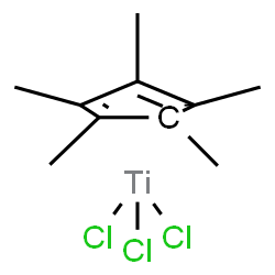 ChemSpider 2D Image | 1,2,3,4,5-pentamethylcyclopenta-1,3-diene; trichlorotitanium | C10H15Cl3Ti