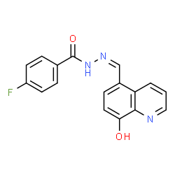ChemSpider 2D Image | 4-Fluoro-N'-[(Z)-(8-hydroxy-5-quinolinyl)methylene]benzohydrazide | C17H12FN3O2