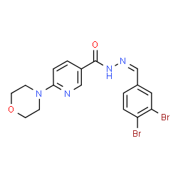 ChemSpider 2D Image | N'-[(Z)-(3,4-Dibromophenyl)methylene]-6-(4-morpholinyl)nicotinohydrazide | C17H16Br2N4O2