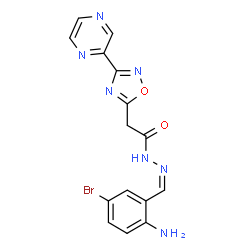 ChemSpider 2D Image | N'-[(Z)-(2-Amino-5-bromophenyl)methylene]-2-[3-(2-pyrazinyl)-1,2,4-oxadiazol-5-yl]acetohydrazide | C15H12BrN7O2