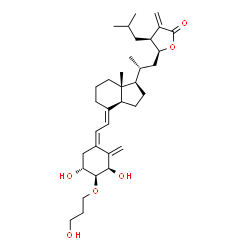 ChemSpider 2D Image | (4S,5S)-5-{(2R)-2-[(1R,3aS,4E,7aR)-4-{(2Z)-2-[(3R,4S,5R)-3,5-Dihydroxy-4-(3-hydroxypropoxy)-2-methylenecyclohexylidene]ethylidene}-7a-methyloctahydro-1H-inden-1-yl]propyl}-4-isobutyl-3-methylenedihydr
o-2(3H)-furanone | C34H52O6