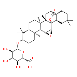 ChemSpider 2D Image | (3beta,11alpha,12alpha,17alpha)-28-Oxo-11,12:13,28-diepoxyoleanan-3-yl beta-D-glucopyranosiduronic acid | C36H54O10