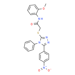ChemSpider 2D Image | N-(2-Methoxyphenyl)-2-{[5-(4-nitrophenyl)-4-phenyl-4H-1,2,4-triazol-3-yl]sulfanyl}acetamide | C23H19N5O4S