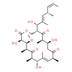 ChemSpider 2D Image | (3R,4S,5S,7R,8R,9E,11S,14S,15R,17R)-3,8,14-Trihydroxy-17-[(1S,2E,4S,5Z)-1-hydroxy-2,4-dimethyl-2,5-heptadien-1-yl]-4-methoxy-5,7,9,11,15-pentamethyloxacyclooctadec-9-ene-2,6,12,16-tetrone (non-preferr
ed name) | C32H50O10