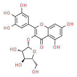 ChemSpider 2D Image | 5,7-Dihydroxy-4-oxo-2-(3,4,5-trihydroxyphenyl)-4H-chromen-3-yl beta-D-arabinofuranoside | C20H18O12
