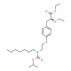 ChemSpider 2D Image | Ethyl (2S)-2-ethoxy-3-(4-{2-[heptyl(isopropoxycarbonyl)amino]ethoxy}phenyl)propanoate | C26H43NO6