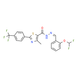 ChemSpider 2D Image | N'-{(Z)-[2-(Difluoromethoxy)phenyl]methylene}-4-methyl-2-[4-(trifluoromethyl)phenyl]-1,3-thiazole-5-carbohydrazide | C20H14F5N3O2S