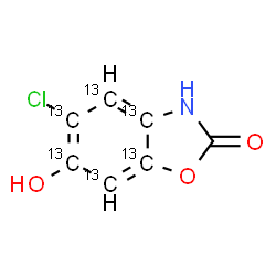 ChemSpider 2D Image | 5-Chloro-6-hydroxy(3a,4,5,6,7,7a-~13~C_6_)-1,3-benzoxazol-2(3H)-one | C13C6H4ClNO3