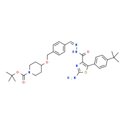 ChemSpider 2D Image | 2-Methyl-2-propanyl 4-[(4-{(Z)-[({2-amino-5-[4-(2-methyl-2-propanyl)phenyl]-1,3-thiazol-4-yl}carbonyl)hydrazono]methyl}benzyl)oxy]-1-piperidinecarboxylate | C32H41N5O4S