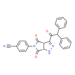 ChemSpider 2D Image | 4-((3aS,6aS)-3-Diphenylacetyl-4,6-dioxo-3a,4,6,6a-tetrahydro-1H-pyrrolo[3,4-c]pyrazol-5-yl)-benzonitrile | C26H18N4O3