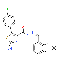 ChemSpider 2D Image | 2-Amino-5-(4-chlorophenyl)-N'-[(Z)-(2,2-difluoro-1,3-benzodioxol-4-yl)methylene]-1,3-thiazole-4-carbohydrazide | C18H11ClF2N4O3S
