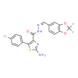 ChemSpider 2D Image | 2-Amino-5-(4-chlorophenyl)-N'-[(Z)-(2,2-difluoro-1,3-benzodioxol-5-yl)methylene]-1,3-thiazole-4-carbohydrazide | C18H11ClF2N4O3S
