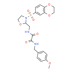ChemSpider 2D Image | N-{[3-(2,3-Dihydro-1,4-benzodioxin-6-ylsulfonyl)-1,3-oxazolidin-2-yl]methyl}-N'-(4-methoxybenzyl)ethanediamide | C22H25N3O8S