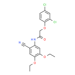 ChemSpider 2D Image | N-(2-Cyano-4,5-diethoxyphenyl)-2-(2,4-dichlorophenoxy)acetamide | C19H18Cl2N2O4