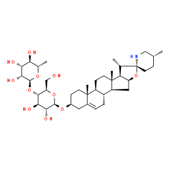 ChemSpider 2D Image | (3beta,22alpha,25R)-Spirosol-5-en-3-yl 4-O-(6-deoxy-alpha-L-mannopyranosyl)-beta-D-glucopyranoside | C39H63NO11
