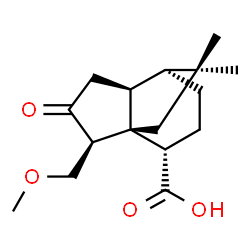 ChemSpider 2D Image | (1S,2S,5S,6S,9S)-2-(Methoxymethyl)-11,11-dimethyl-3-oxotricyclo[4.3.2.0~1,5~]undecane-9-carboxylic acid | C16H24O4