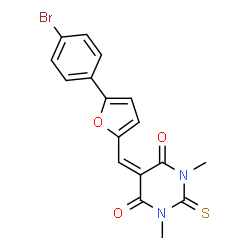 ChemSpider 2D Image | 5-{[5-(4-Bromophenyl)-2-furyl]methylene}-1,3-dimethyl-2-thioxodihydro-4,6(1H,5H)-pyrimidinedione | C17H13BrN2O3S