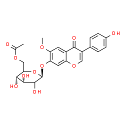 ChemSpider 2D Image | 3-(4-Hydroxyphenyl)-6-methoxy-4-oxo-4H-chromen-7-yl 6-O-acetyl-beta-D-erythro-hexopyranoside | C24H24O11