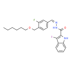 ChemSpider 2D Image | N'-[(Z)-{3-Fluoro-4-[(hexyloxy)methyl]phenyl}methylene]-3-iodo-1H-indole-2-carbohydrazide | C23H25FIN3O2