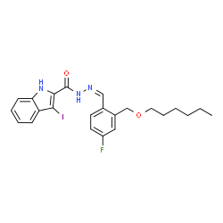 ChemSpider 2D Image | N'-[(Z)-{4-Fluoro-2-[(hexyloxy)methyl]phenyl}methylene]-3-iodo-1H-indole-2-carbohydrazide | C23H25FIN3O2