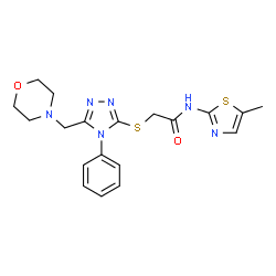 ChemSpider 2D Image | N-(5-Methyl-1,3-thiazol-2-yl)-2-{[5-(4-morpholinylmethyl)-4-phenyl-4H-1,2,4-triazol-3-yl]sulfanyl}acetamide | C19H22N6O2S2