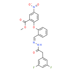 ChemSpider 2D Image | Methyl 2-{2-[(Z)-{[(3,5-difluorophenyl)acetyl]hydrazono}methyl]phenoxy}-5-nitrobenzoate | C23H17F2N3O6