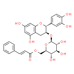 ChemSpider 2D Image | (2R,3S)-2-(3,4-Dihydroxyphenyl)-5,7-dihydroxy-3,4-dihydro-2H-chromen-3-yl 6-O-[(2E)-3-phenyl-2-propenoyl]-beta-D-glucopyranoside | C30H30O12